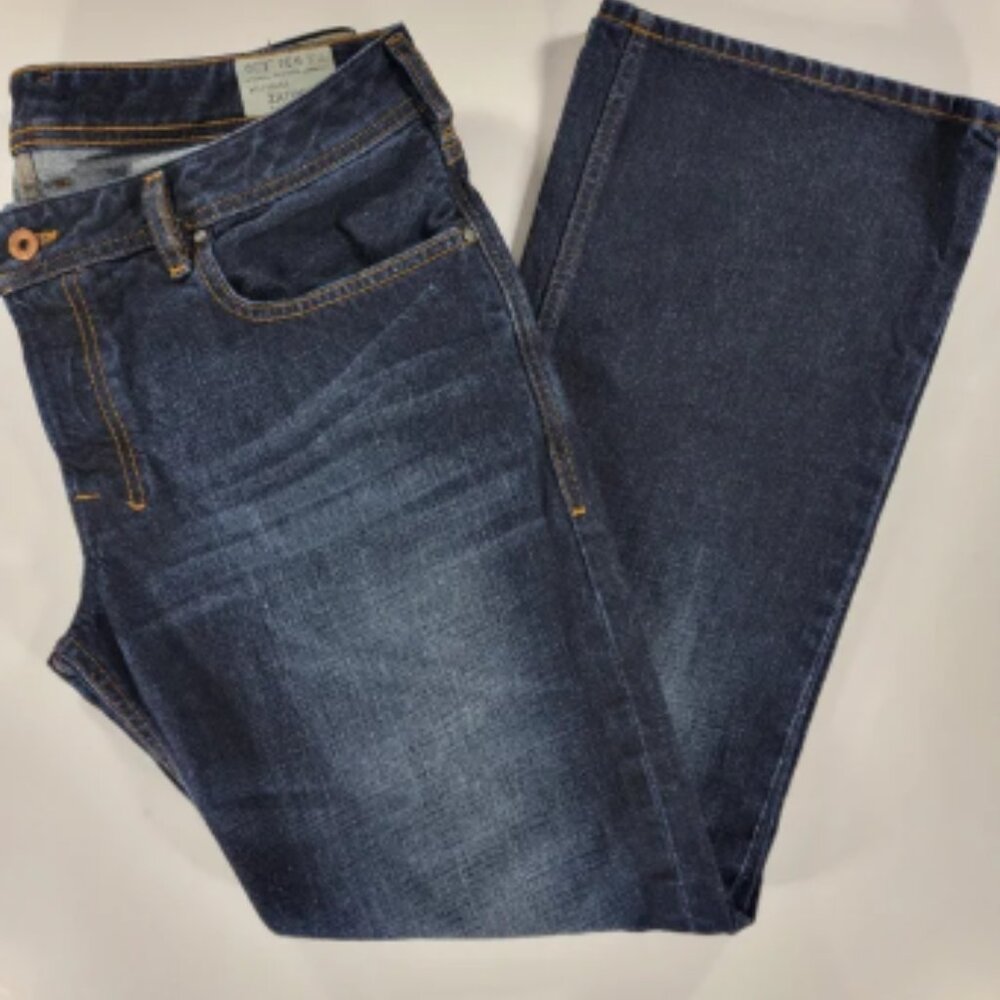 Diesel Jeans Mens 34x30 Blue Zatiny Bootcut Low Rise Dark Wash Button Fly Denim